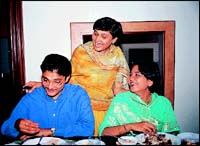 Daughter Dhavalshree with her brother Vishwavijay and sister-in-law Sumitra.