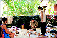 Cuckoo and Kavita conducting one of their acupuncture workshops on the terrace of Zen Garden