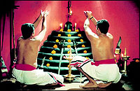The presiding deity is Bharadevata. The south-west corner of the training area is the sacred seat of Bharadevata.