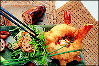 Deep Fried Shrimp with Lotus Cabbage Salad.