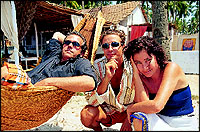 The trio at La Plage, their cafe, right on the beach at Morjorim.