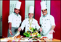 The Mainland China chefs team. From left, Chef Ramchander of Andheri west, Chan Kai Tak, consultant master chef, and Group Executive Chef Rajesh Dubey.