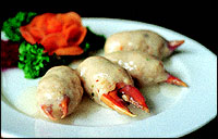 Steamed Crab Claws with Shrimp Paste.