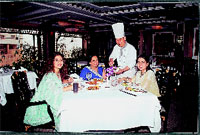 Chef Yui Kwong serves a celebration table of Munira and Shaina Chudasama and Tanaz Currim at Ming Yang.