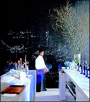 Innovatively, Jin R. has used a blackboard to highlight Moet & Chandons presence at the Green T. House.