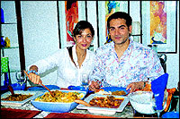 Arbaaz is typically Muslim, says Malaika, till he met her he used to eat meat, meat and meat! He didnt know fish except for Pomfret. And the only veggies he recognised were bhindi and potatoes. But she changed all that!